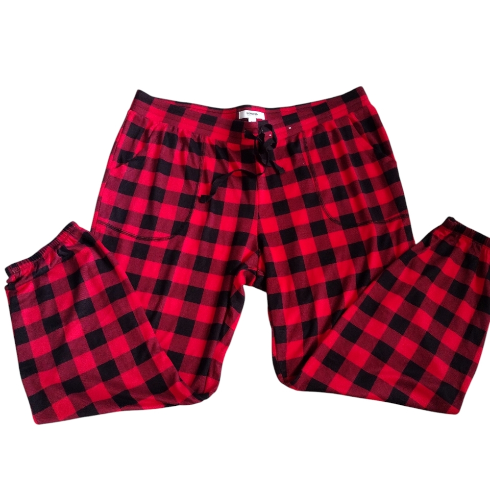 4 For $25 SONOME Buffalo Plaid Lounge Pants - Red and Black